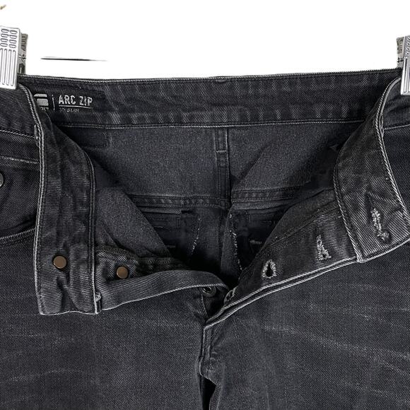 G-Star Raw Arc Zip Jeans Men’s 32x34 Black Slim Tapered‎ Distressed Denim - Picture 4 of 15